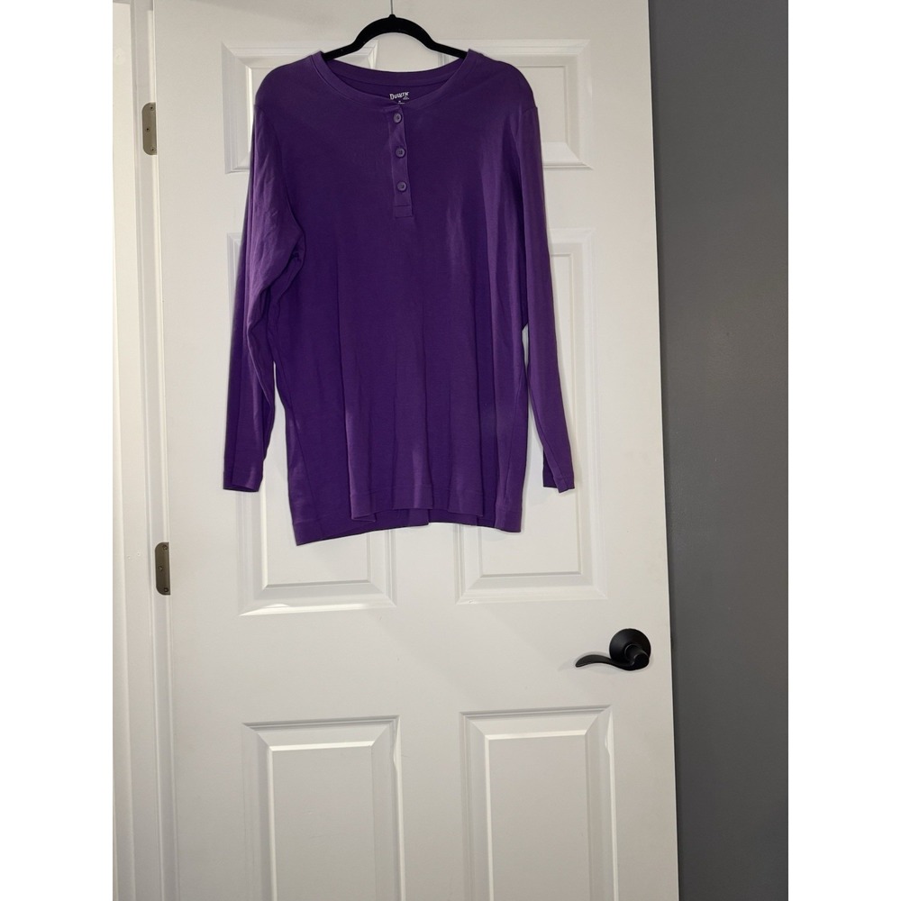 Duluth Trading Long Sleeve Henley Top 1x Purple